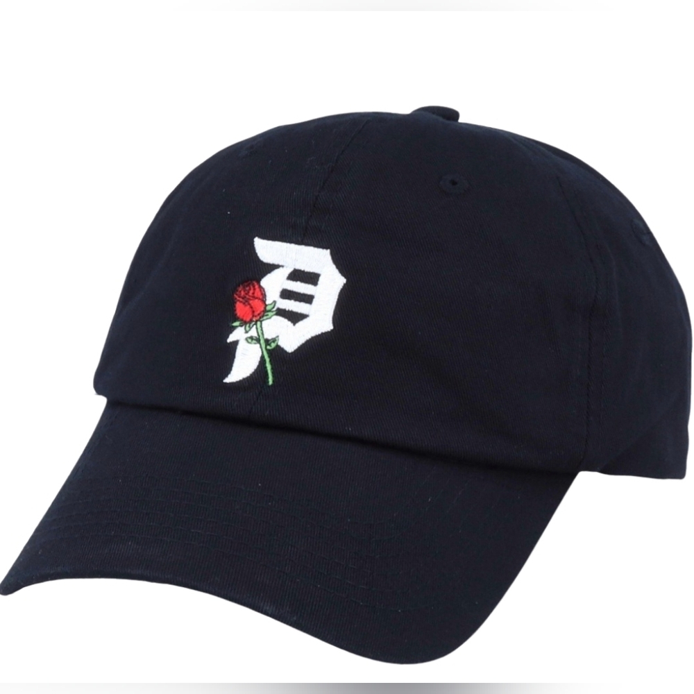 Primitive "Rosey" Ball Cap, Black Overdyed Strapback Dad Hat | OS Adjustable